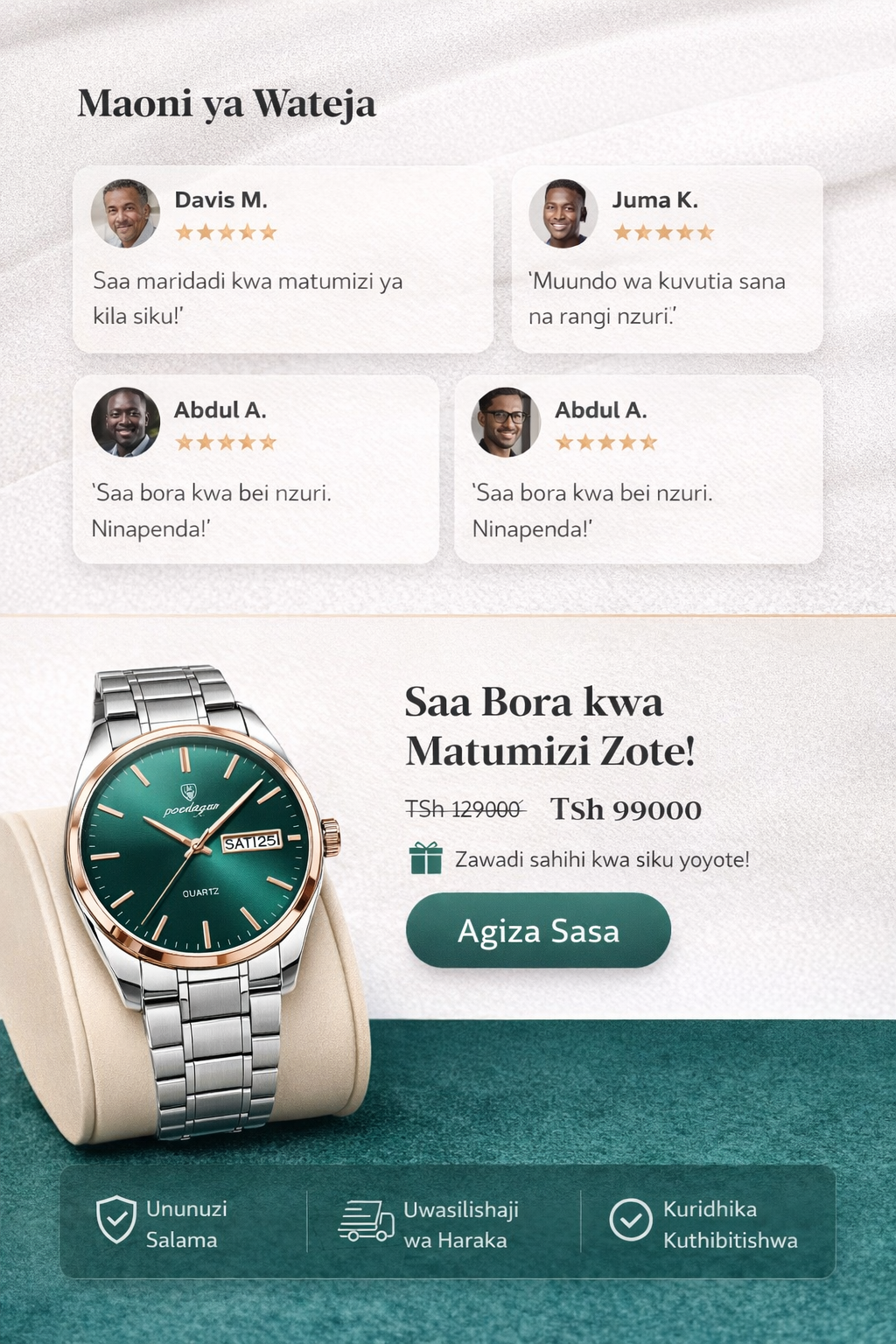 POEDAGAR Silver Green Quartz Watch part 3